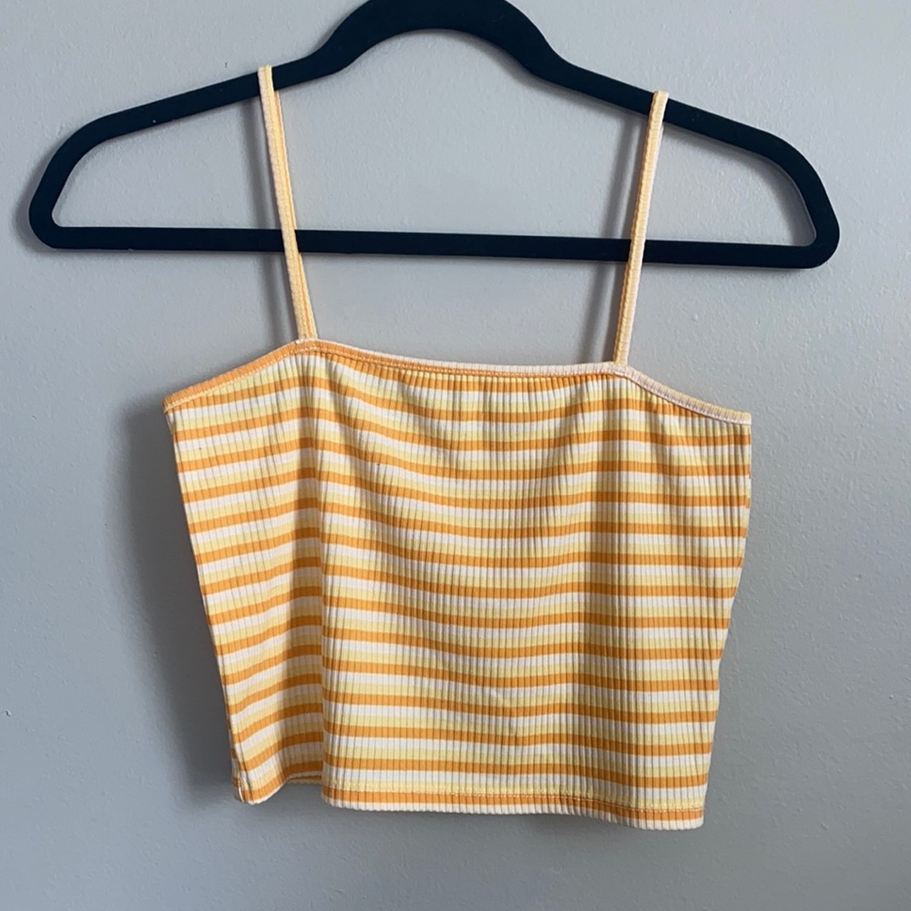 Pacsun Yellow and Orange Striped Cropped Tank